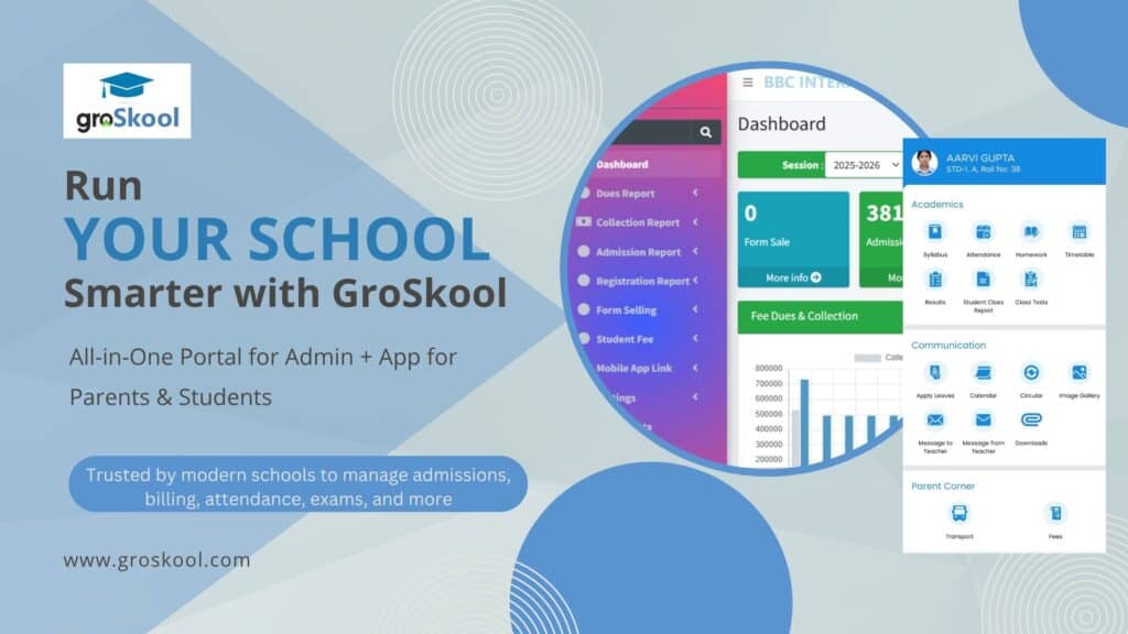 All-in-One Portal for Admin + App for Parents & Students” communicates your value very clearly
